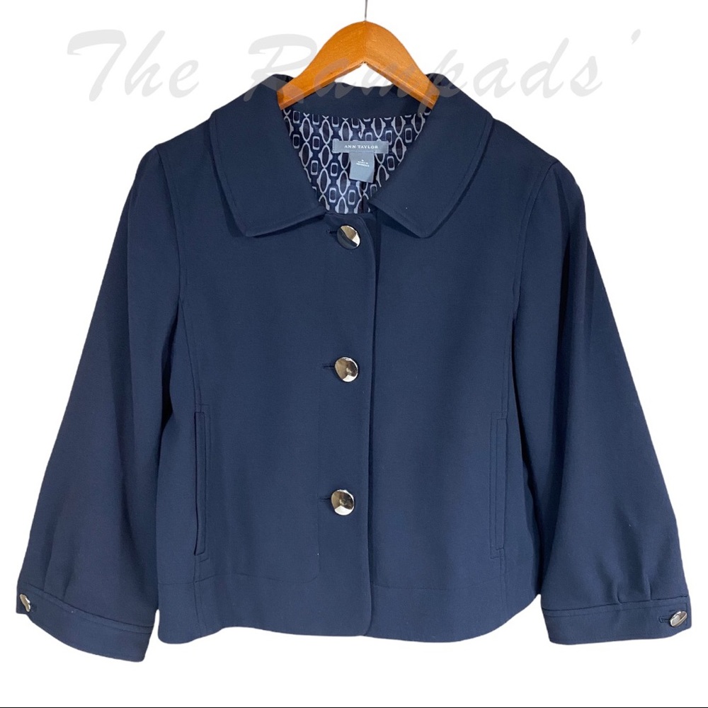 Ann Taylor Blue Button Up Collar Cardigan Size 6